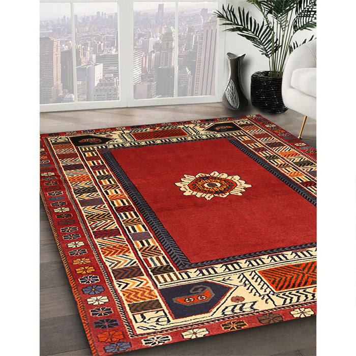 Traditional Red Persian Rug in Family Room, tr866