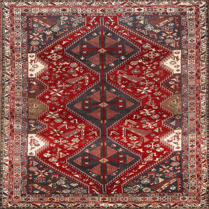 Square Traditional Orange Salmon Pink Persian Rug, tr867
