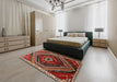 Machine Washable Traditional Dark Almond Brown Rug in a Bedroom, wshtr869