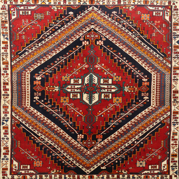Square Traditional Dark Almond Brown Persian Rug, tr869