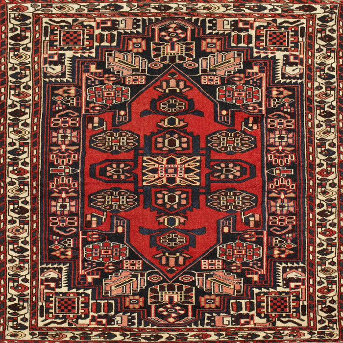 Square Traditional Saffron Red Persian Rug, tr86
