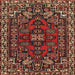 Square Traditional Saffron Red Persian Rug, tr86