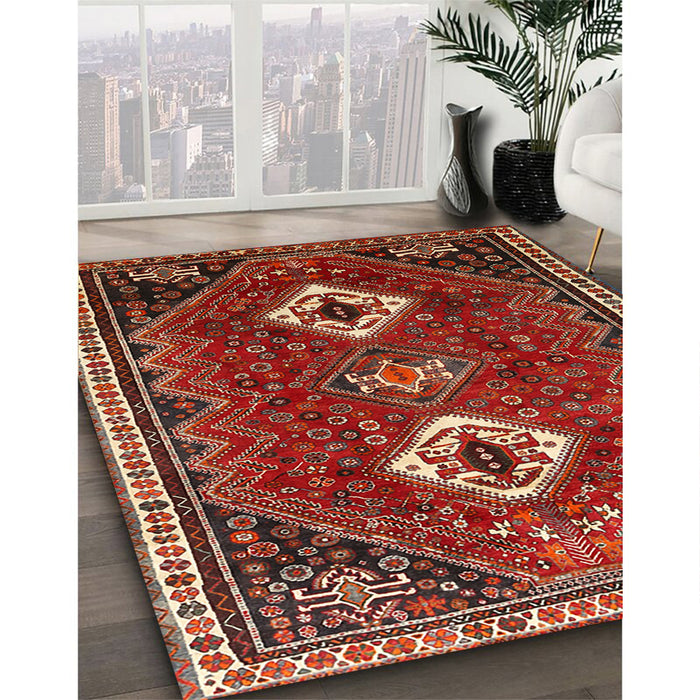 Traditional Red Persian Rug in Family Room, tr870