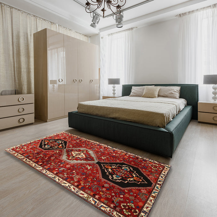 Traditional Red Persian Rug in a Bedroom, tr871