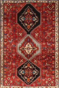 Machine Washable Traditional Tomato Red Rug, wshtr871