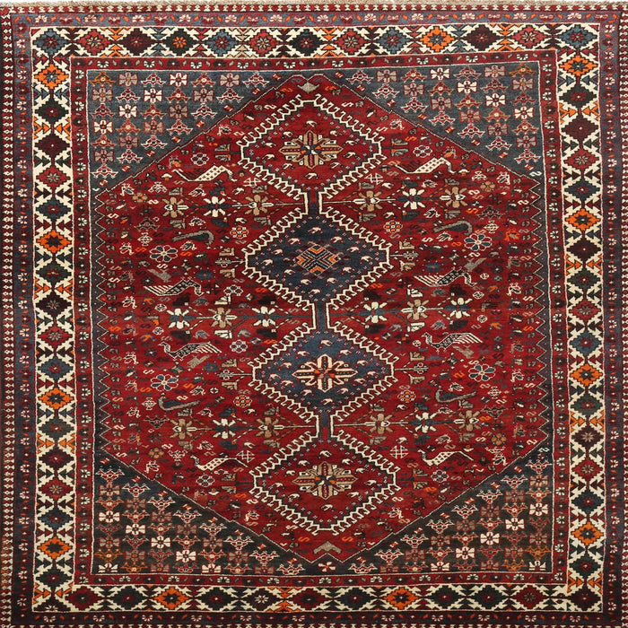 Square Traditional Dark Almond Brown Persian Rug, tr872