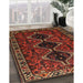 Traditional Dark Sienna Brown Persian Rug in Family Room, tr873