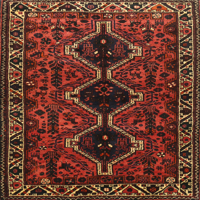 Square Traditional Dark Sienna Brown Persian Rug, tr873