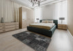 Traditional Charcoal Black Persian Rug in a Bedroom, tr874