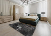 Traditional Charcoal Black Persian Rug in a Bedroom, tr875