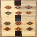 Square Traditional Gold Brown Southwestern Rug, tr877