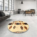 Round Traditional Gold Brown Southwestern Rug in a Office, tr877