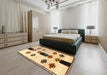 Machine Washable Traditional Gold Brown Rug in a Bedroom, wshtr877