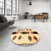 Round Machine Washable Traditional Gold Brown Rug in a Office, wshtr877