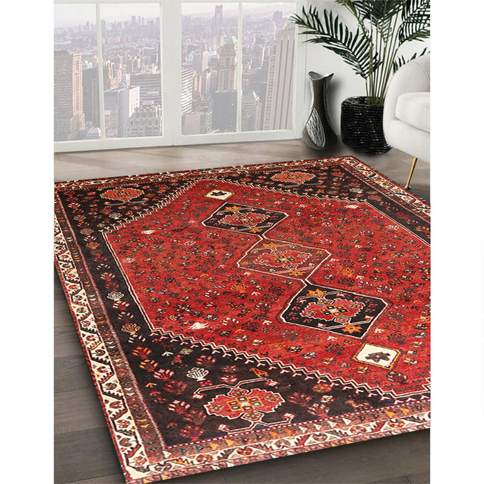 Traditional Red Persian Rug in Family Room, tr878