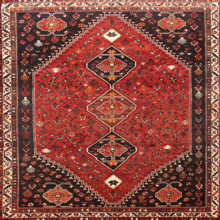 Round Machine Washable Traditional Tomato Red Rug, wshtr878
