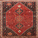 Round Machine Washable Traditional Tomato Red Rug, wshtr878