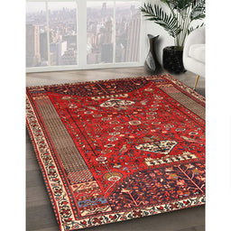 Traditional Gold Brown Persian Rug in Family Room, tr879