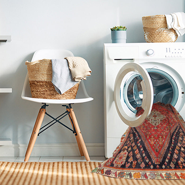 Machine Washable Traditional Orange Salmon Pink Rug in a Washing Machine, wshtr881