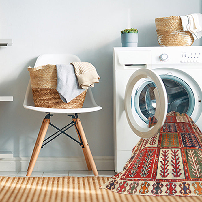 Machine Washable Traditional Red Rug in a Washing Machine, wshtr883