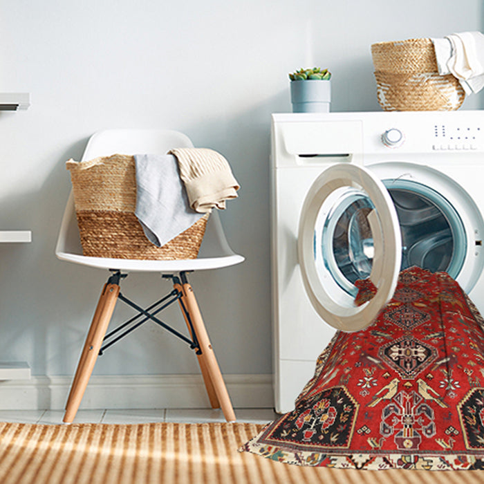 Machine Washable Traditional Red Rug in a Washing Machine, wshtr884