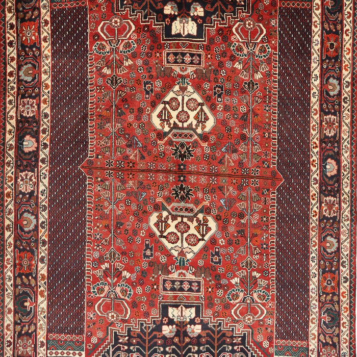 Machine Washable Traditional Saffron Red Rug, wshtr887