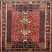 Square Traditional Saffron Red Persian Rug, tr887