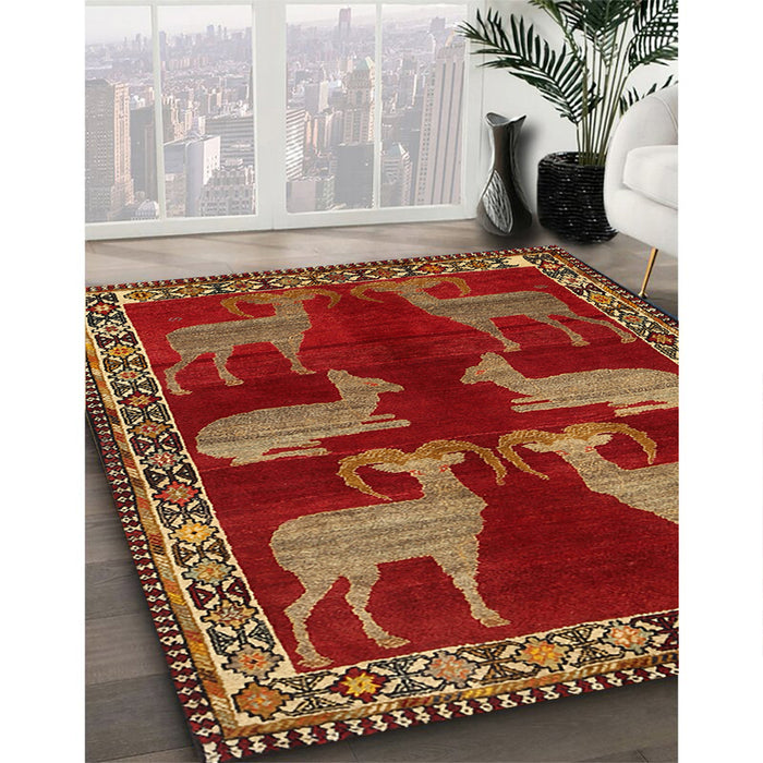 Traditional Red Persian Rug in Family Room, tr888