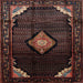 Square Traditional Reddish Brown Medallion Rug, tr88