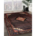 Traditional Reddish Brown Medallion Rug in Family Room, tr88