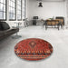 Round Machine Washable Traditional Rust Pink Rug in a Office, wshtr891