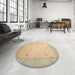 Round Traditional Sand Brown Persian Rug in a Office, tr895