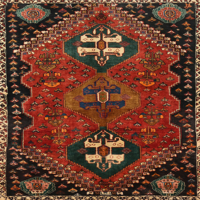 Square Traditional Sienna Brown Persian Rug, tr897