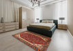 Machine Washable Traditional Tomato Red Rug in a Bedroom, wshtr898