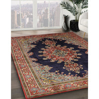 Traditional Dark Almond Brown Medallion Rug, tr89