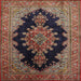 Square Traditional Dark Almond Brown Medallion Rug, tr89