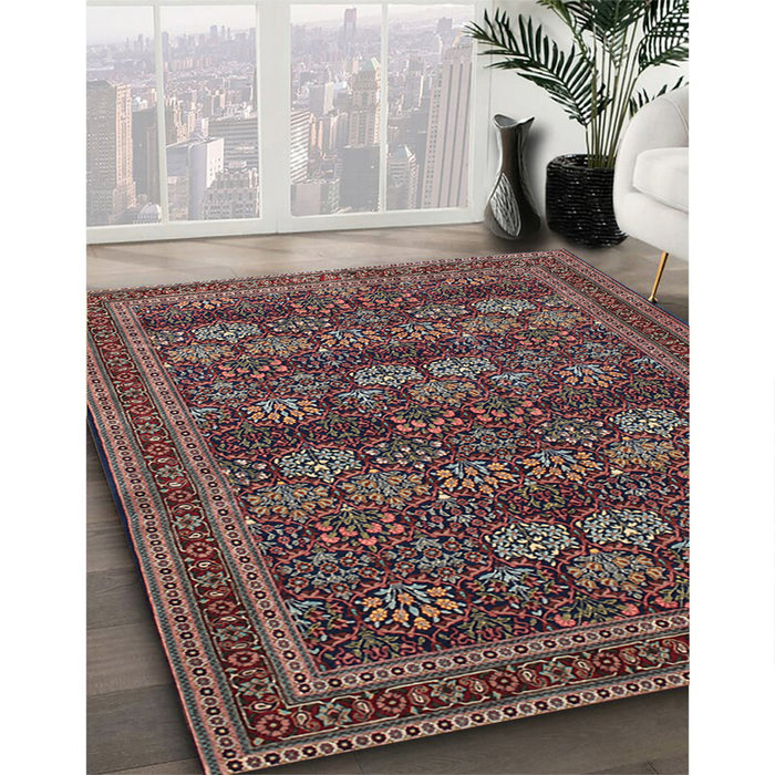 Traditional Dark Almond Brown Persian Rug in Family Room, tr900