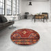 Round Traditional Red Persian Rug in a Office, tr902