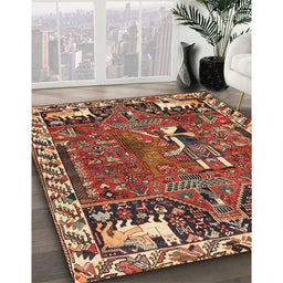 Traditional Saffron Red Animal Rug in Family Room, tr903