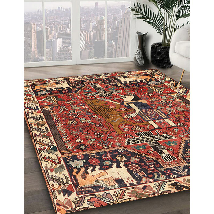 Traditional Saffron Red Animal Rug in Family Room, tr903