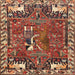 Square Traditional Saffron Red Animal Rug, tr903