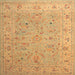 Round Machine Washable Traditional Orange Rug, wshtr904