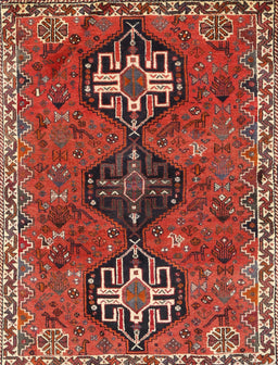 Machine Washable Traditional Rust Pink Rug, wshtr905