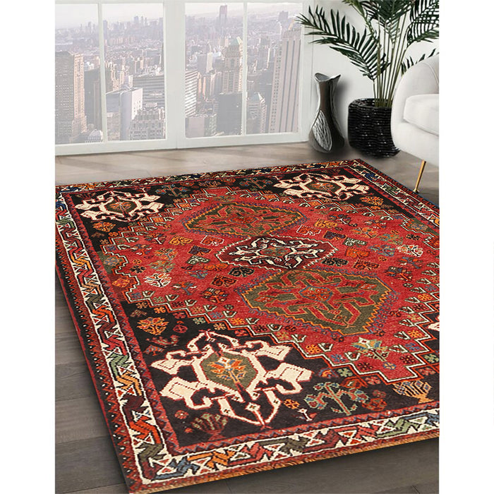Traditional Red Persian Rug in Family Room, tr907