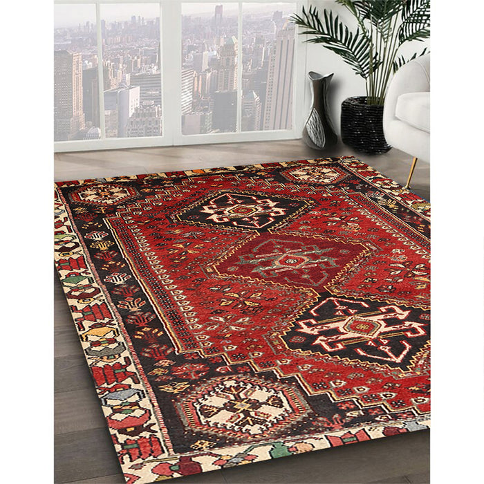 Traditional Red Persian Rug in Family Room, tr908