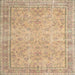 Round Machine Washable Traditional Peru Brown Rug, wshtr909