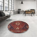 Round Machine Washable Traditional Dark Gold Brown Rug in a Office, wshtr911