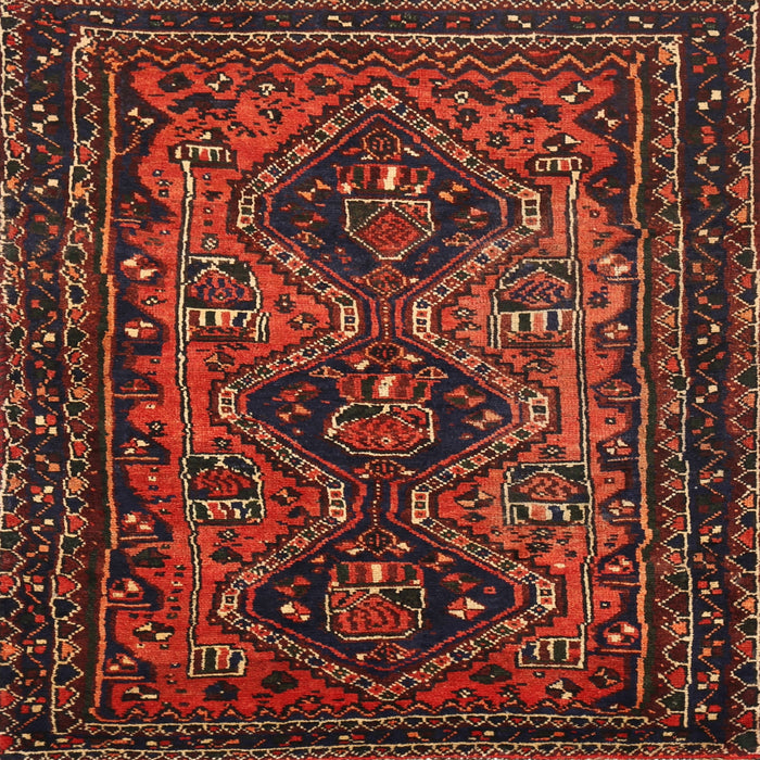 Square Traditional Chestnut Brown Persian Rug, tr913