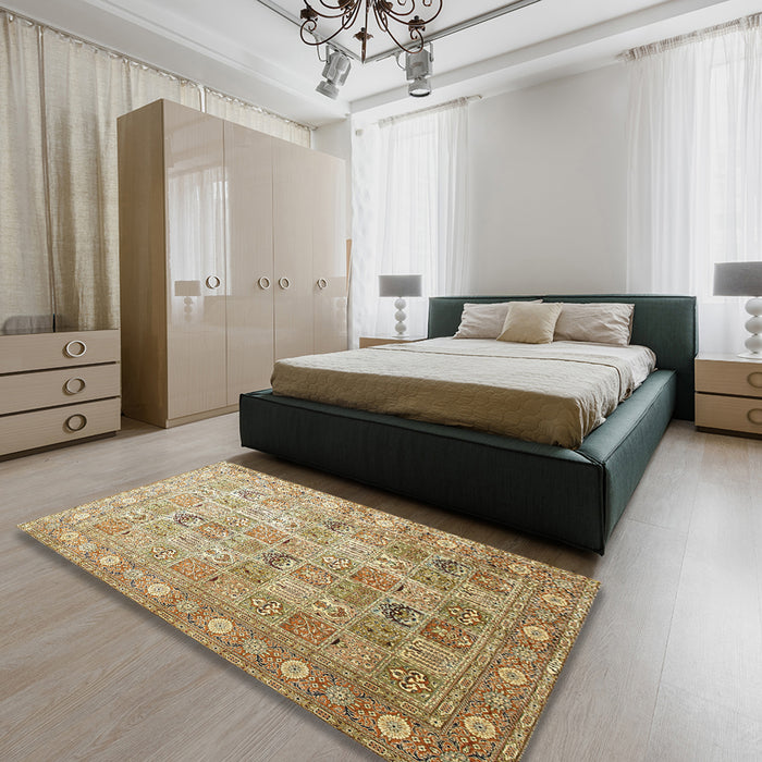 Machine Washable Traditional Light Brown Rug in a Bedroom, wshtr91
