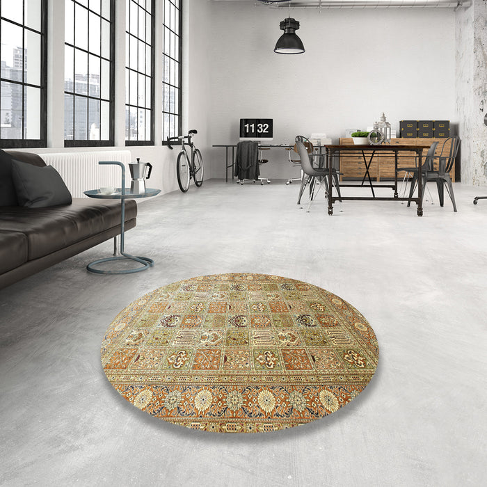 Round Traditional Light Brown Persian Rug in a Office, tr91